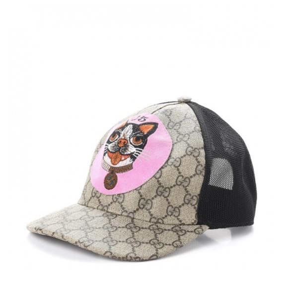 GUCCI GG Supreme Monogram Bosco Patch Baseball Hat M Beige Malva - Picture 3 of 5